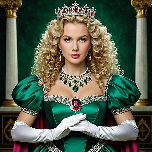 Regal Queen in Elegant Fantasy Attire