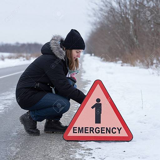 Woman and Child on Winter Road