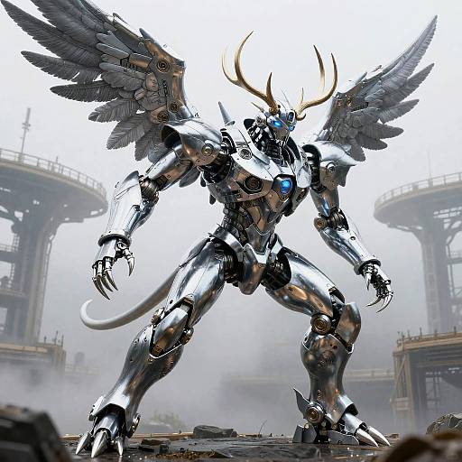 Polished Chrome Mecha Stag Robot