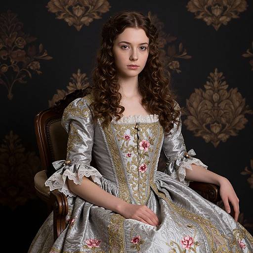 Victorian Woman in Ornate Dress