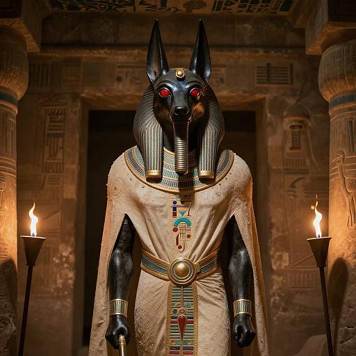 Anubis in Shadowy Catacomb