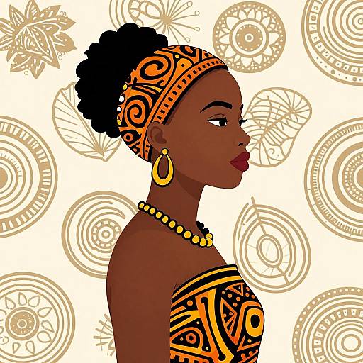 African Girl with Ethno Tribal Patterns