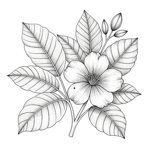 AI-Generated Detailed Botanical Line Art