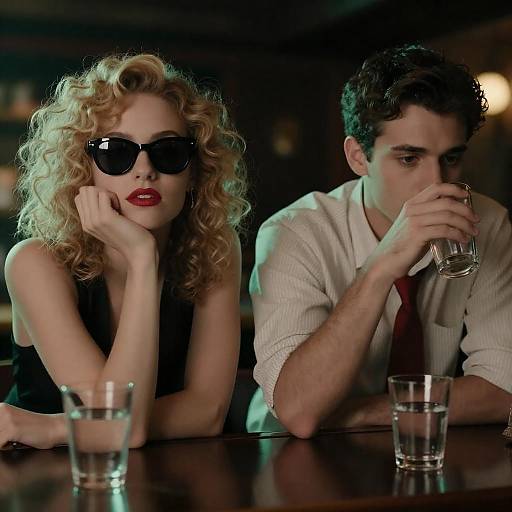 Intimate Moments at a Dimly Lit Bar