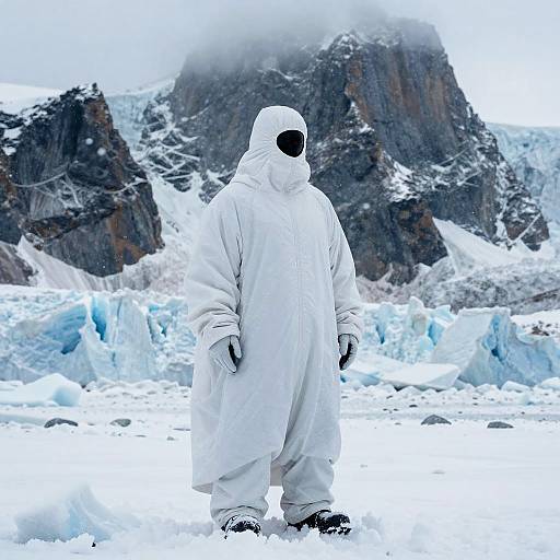 Polar Sentinel on Glacier Cliffs