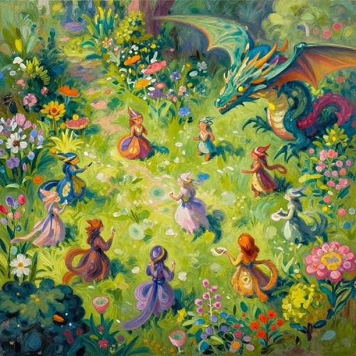 Impressionistic Mythical Garden Aerial View
