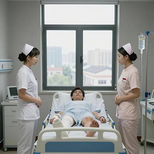 Nurse Care in a Hospital Room Scene