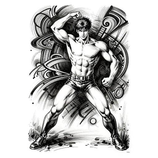 Dynamic Transmasculine Ink-Chiaroscuro Poster Portrait Masterpiece