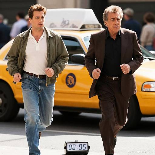 Dynamic Run Beside a Yellow Taxi