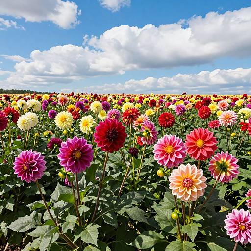 Vibrant Dahlia Flower Field Landscape
