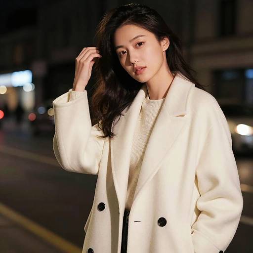 Night City Portrait in White Coat