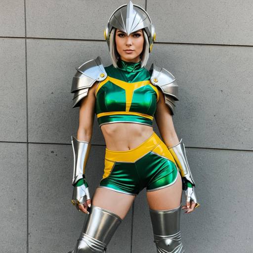 Woman in Metallic Armor-Inspired Cosplay Outfit
