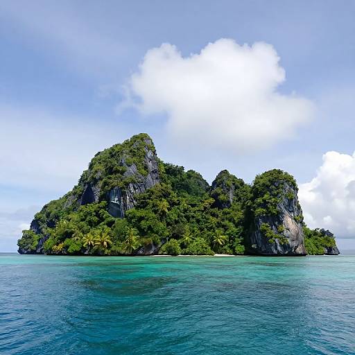 Surreal Floating Island Above Waters