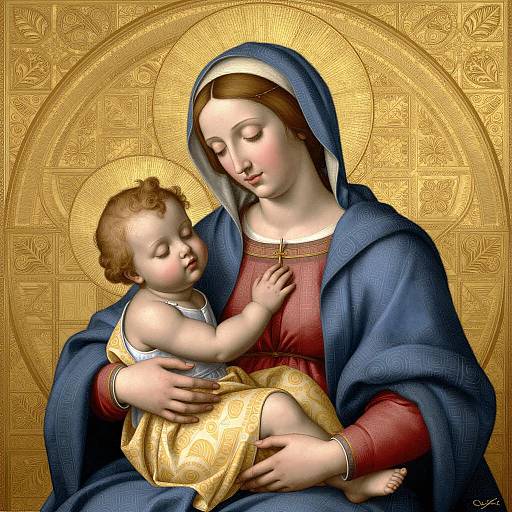 Virgin Mary and Baby Jesus Illustration