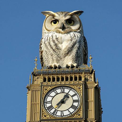 Colossal Owl Merging with Clock Tower