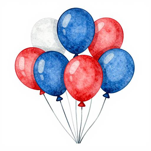 Red White and Blue Balloons Illustration