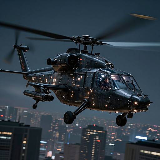 Futuristic Cyberpunk Attack Helicopter