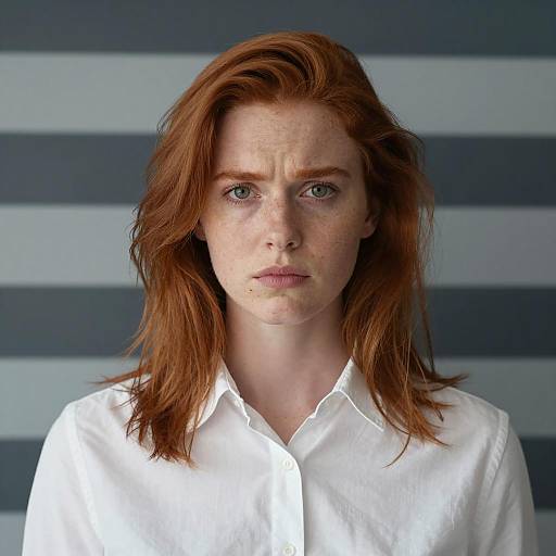Intense Gaze of a Red-Haired Woman