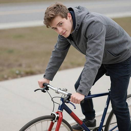 Young Man with Bicycle Portrait