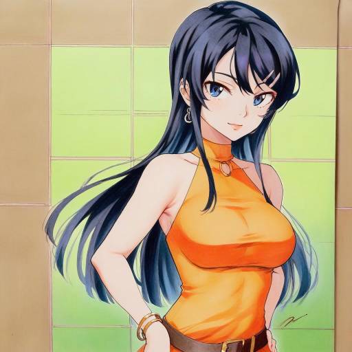 Elegant Asian Woman in Orange Dress