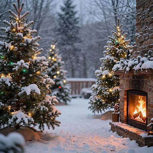 Cozy Christmas Winter Scene Background