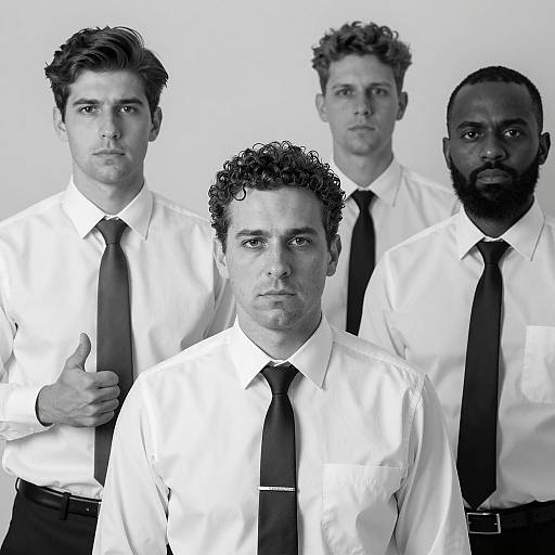 Monochromatic Blue Portrait of Four Men