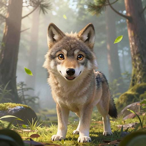 Timid Young Wolf Pup at Dawn