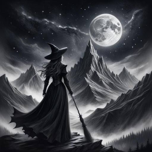 Enchanting Witch in Gothic Fantasy Scene Enchanting Witch in Gothic Fantasy Scene