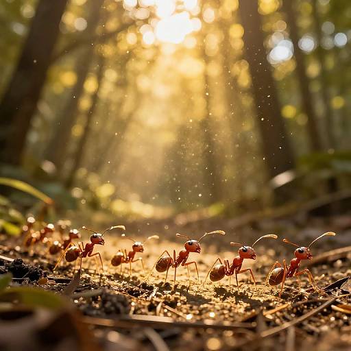 Glowing Ant Procession in Enchanted Forest