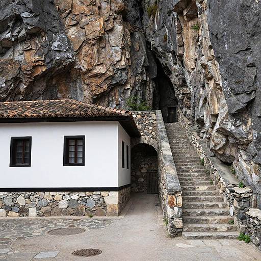 Rustic Stone Courtyard with Staircase