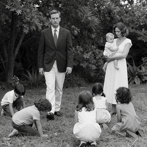 Vintage Family Garden Scene