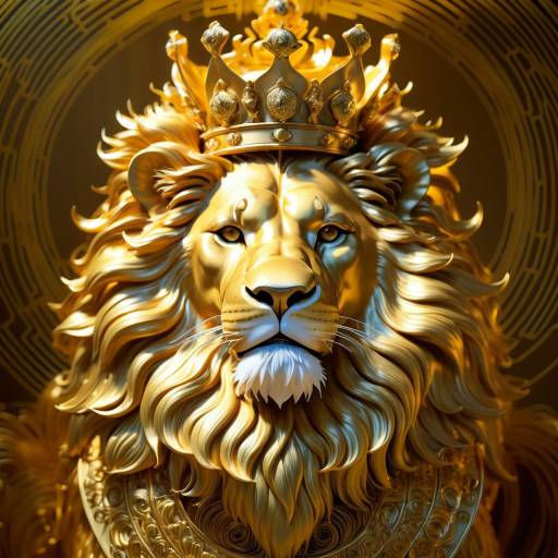 Majestic Golden Lion with Crown