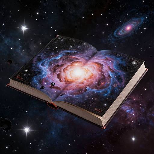 Cosmic Book Floating in Space