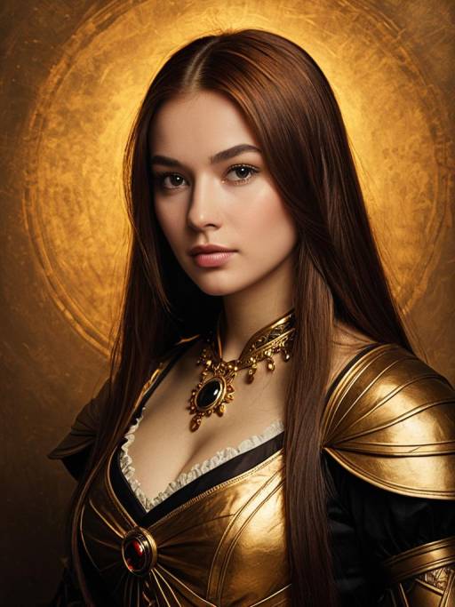 Woman in Golden Fantasy Armor Costume