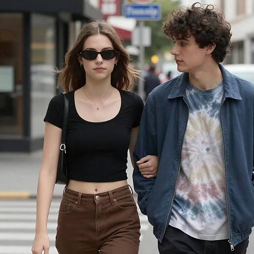 Young Couple Casual Stroll in City