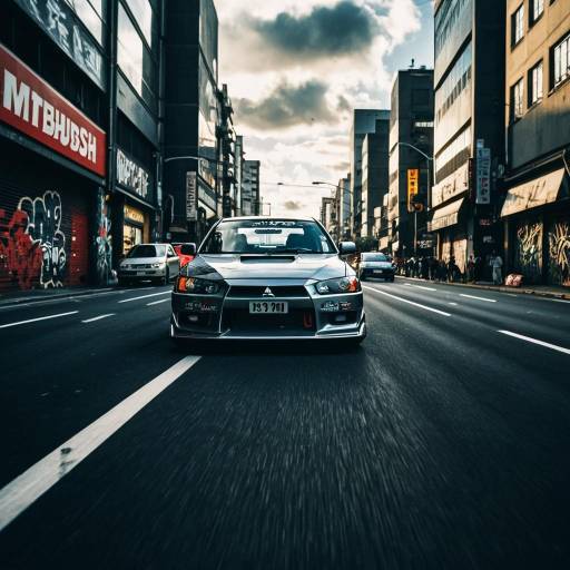 Cinematic Tuned Mitsubishi in Urban Traffic