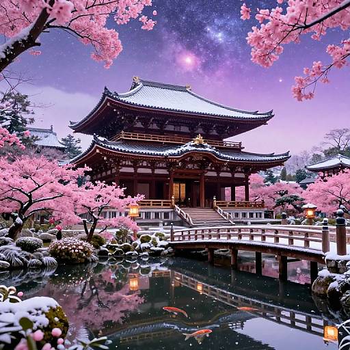 Serene Winter Japanese Temple Scene