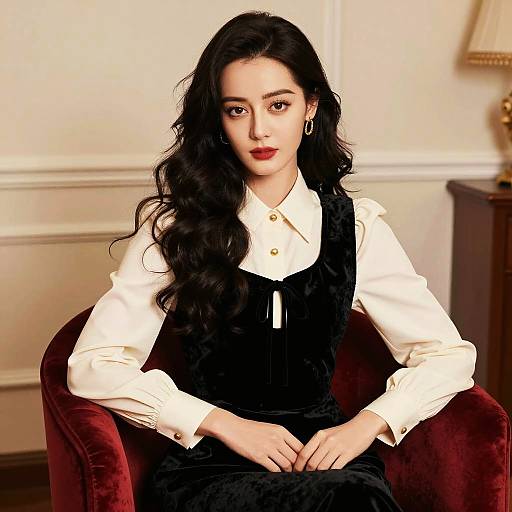 Elegant Woman in Velvet Setting