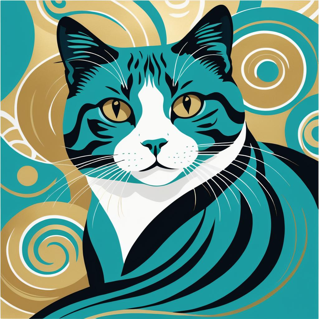 Elegant Cat Illustration in Matisse Style