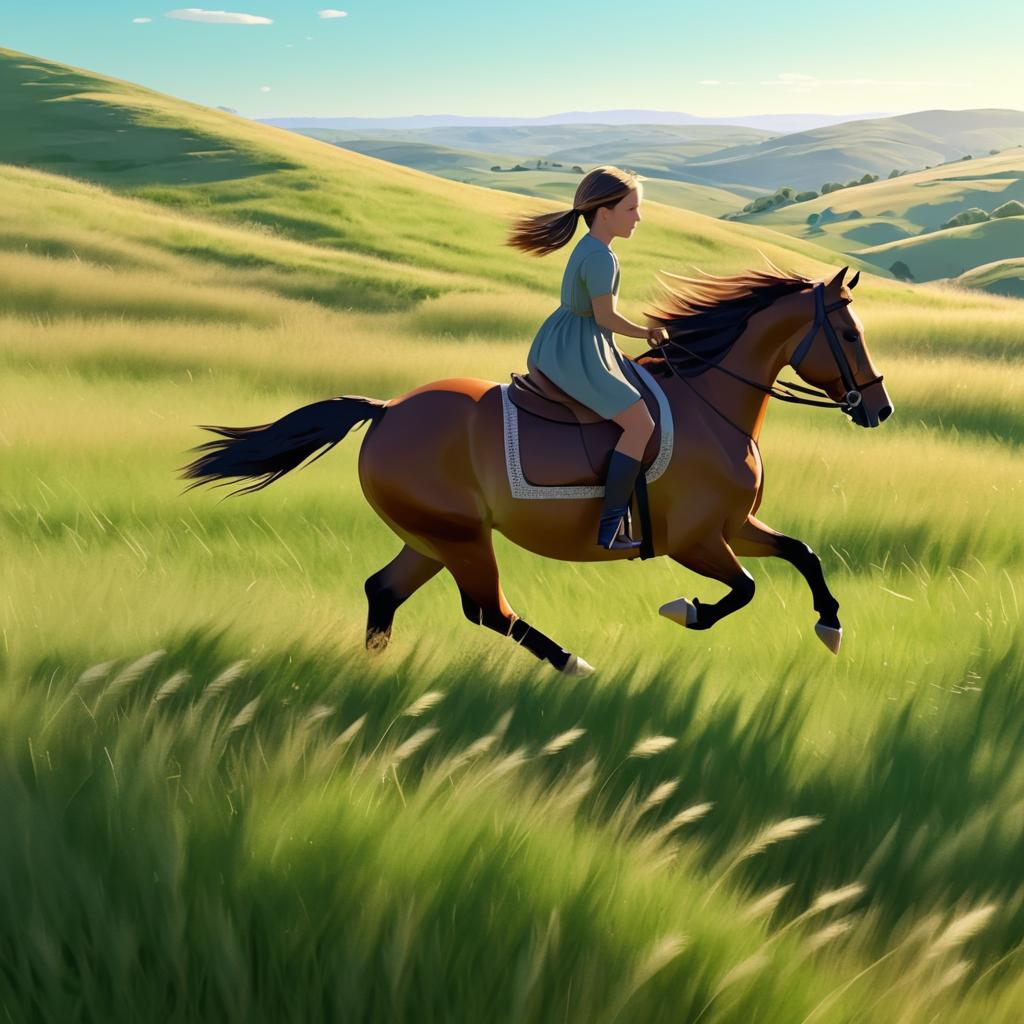 Joyful Gallop Through a Serene Field