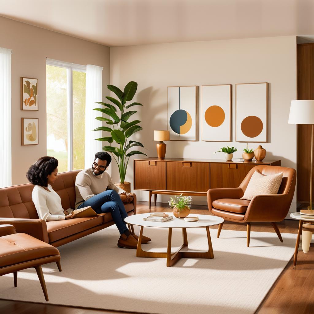 Cozy Mid-Century Modern Living Room Scene