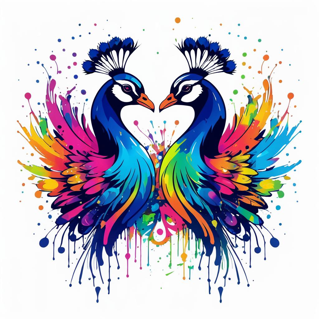 Vibrant Peacock Graffiti T-Shirt Art