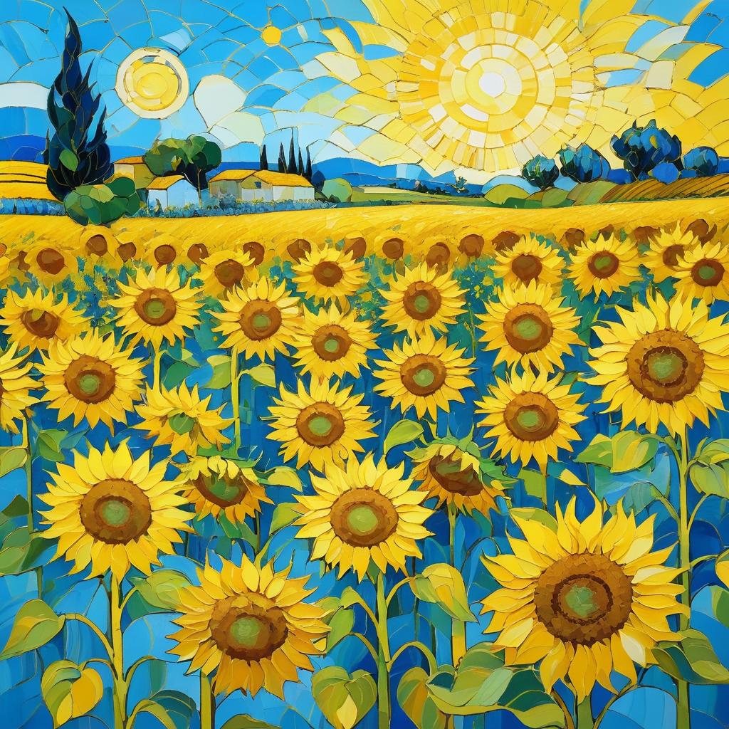 Cheerful Sunflower Field in Van Gogh Style