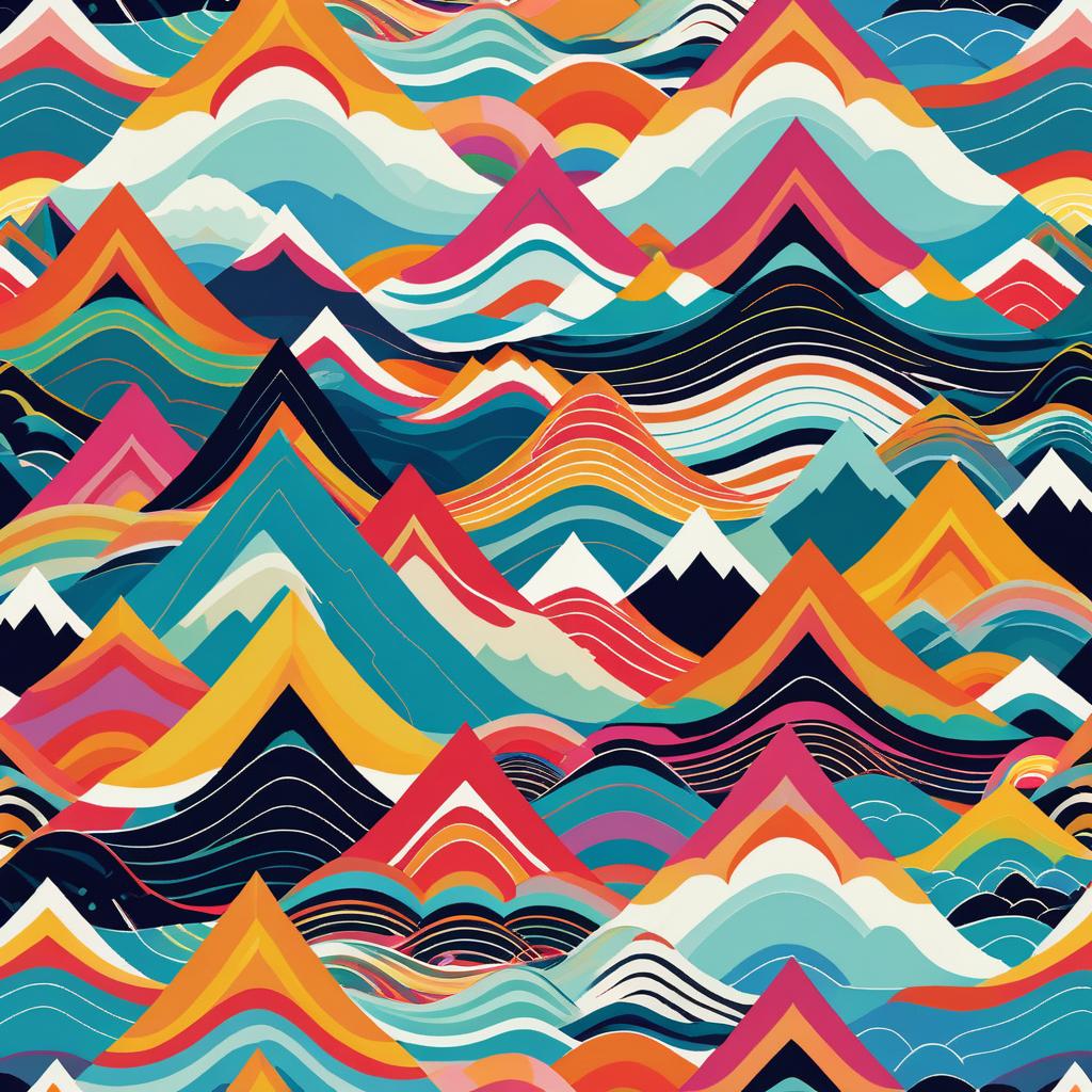 Whimsical Folk Art Mountain Range