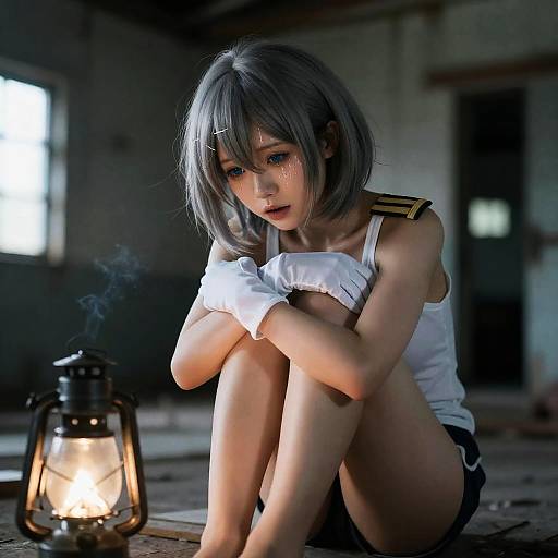 Wistful Girl in Abandoned Lighthouse