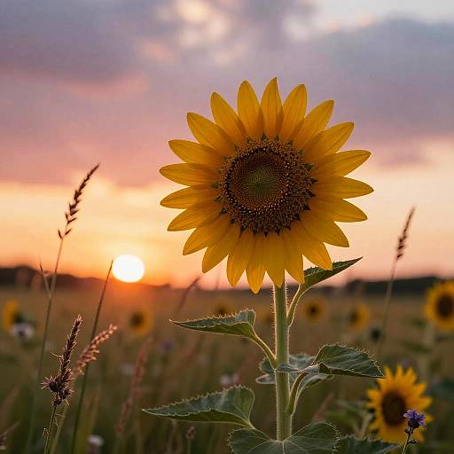 Towering Sonnenblume at Sunset