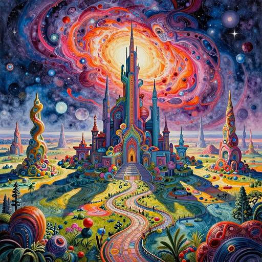 Hyperrealistic Cosmic Vaporwave Landscape