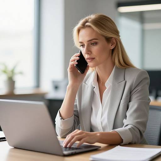 Photorealistic Blond Female Manager at Work