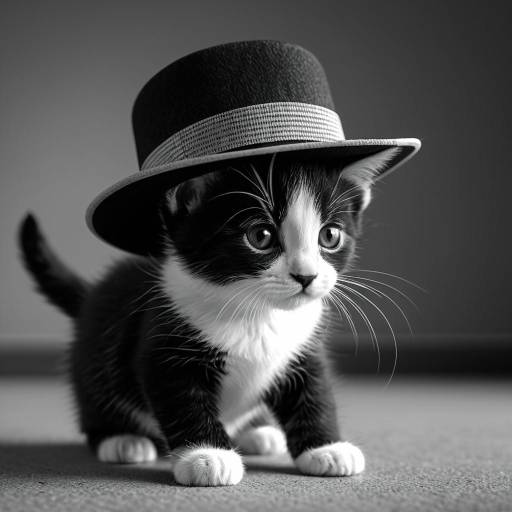 Detective Tuxedo Kitten in Noir Style