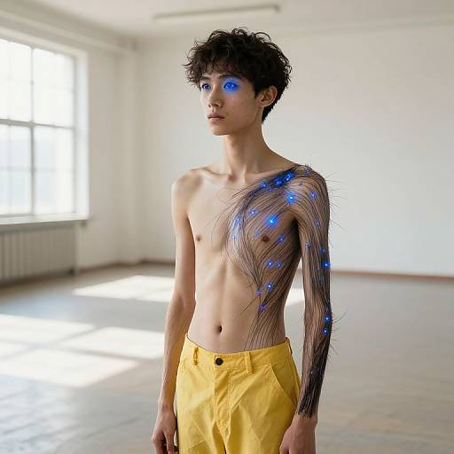 Ethereal Thin Man in Vibrant Hall